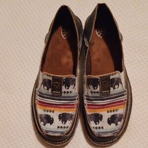 Ariat Buffalo Print Loafers - Brown and Multicolor